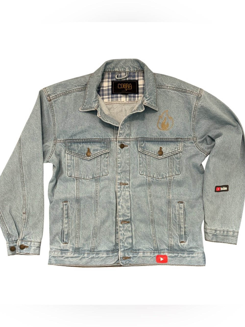 COBRA Custom Denim Jacket Medium YouTube Creator Graphic Trucker Jean Jacket